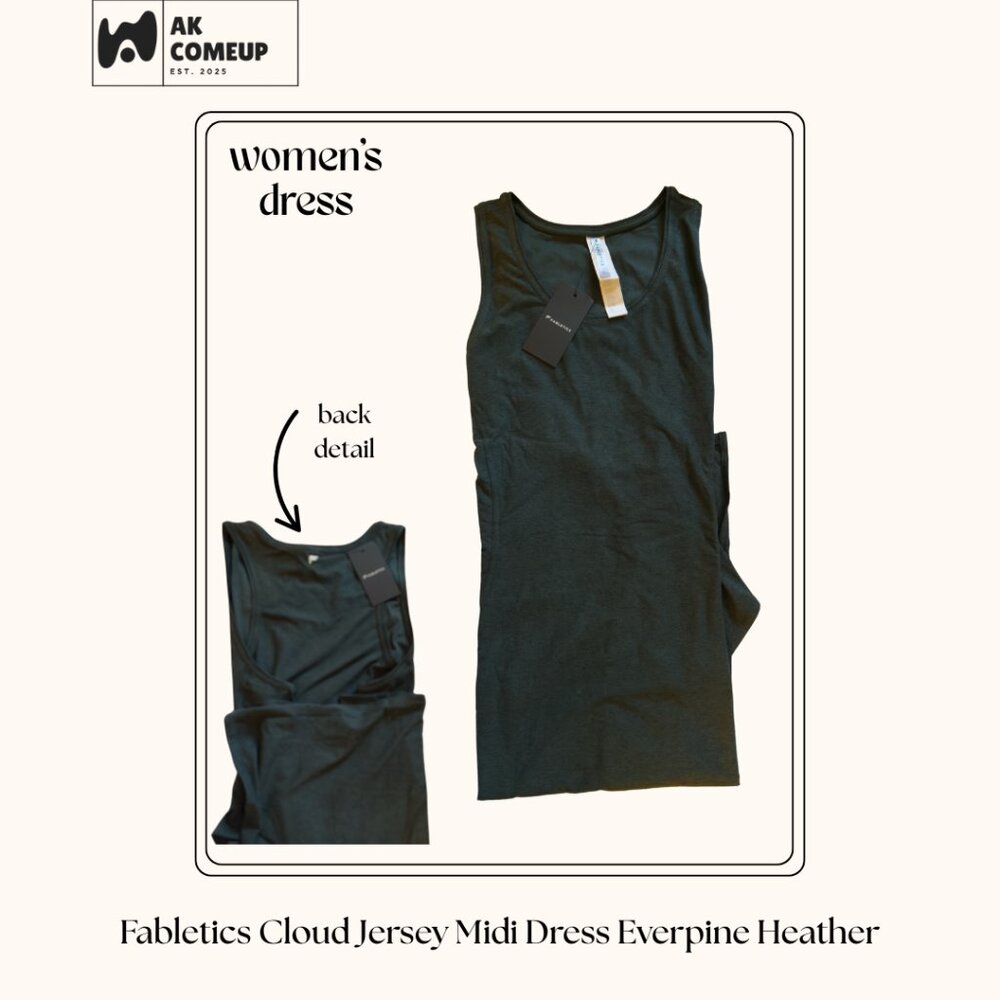 Fabletics Cloud Jersey Midi Dress Everpine Heather
